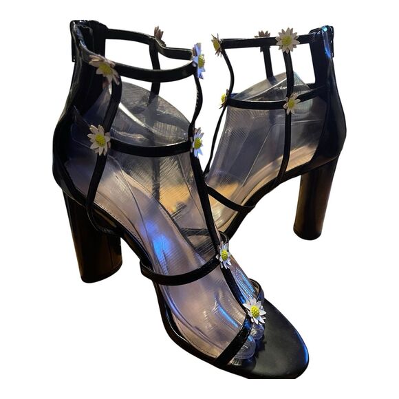 BCBGeneration Jordan Sunflower Heels Caged Gladiator Sandals Womens Size 9 Black - Picture 9 of 11